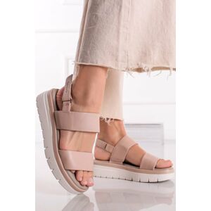 Svetloružové kožené pohodlné sandále na platforme 8-88705
