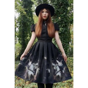 Čierna vzorovaná midi sukňa Witches