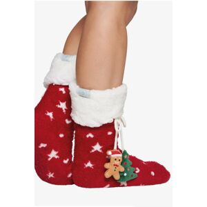 Bielo-červené zateplené ponožky 134070