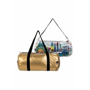 Viacfarebná obojstranná športová taška Kristjana S Williams Interiors Gold & World Skyline Weekender