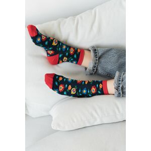 Tmavomodré kvetované ponožky 118
