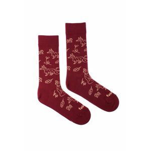 Bordové ponožky Lišiak v lese
