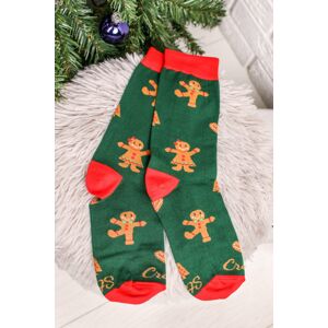 Červeno-zelené vzorované ponožky Perníčky