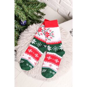 Červeno-zelené vzorované ponožky Hviezda Vianoc