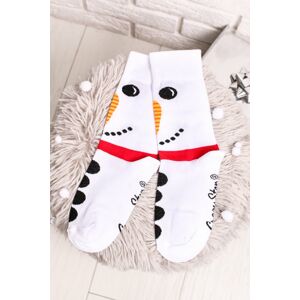 Biele vzorované ponožky Snehuliak