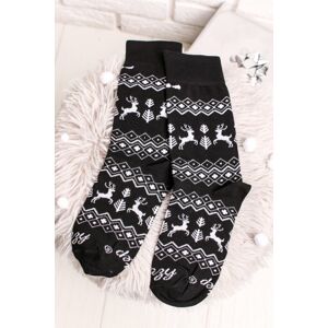 Čierno-biele vzorované ponožky Vianočná klasika