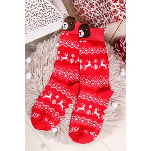 Červené vzorované ponožky Vianoční mackovia