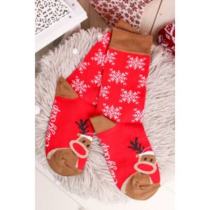 Červené vzorované ponožky Vianočný sob