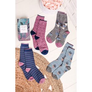 Viacfarebné ponožky v darčekovej krabičke Lavanda Socks Box - štvorbalenie
