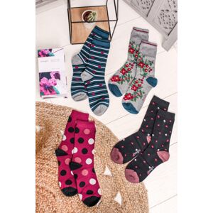 Viacfarebné ponožky v darčekovej krabičke Mariot Bamboo Floral & Spot Socks - štvorbalenie