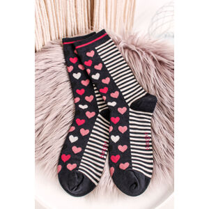 Bordovo-modré vzorované ponožky Eileen Bamboo Heart Stripe Socks