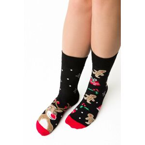 Čierne vzorované ponožky Reindeer 078