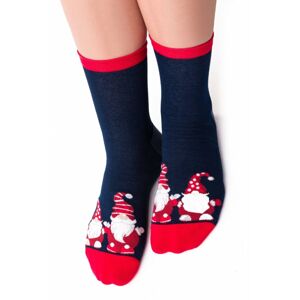 Červeno-tmavomodré vzorované ponožky Elf